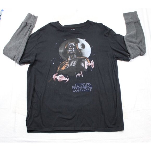 Star Wars Darth Vader Mens Long Sleeve Graphic T-Shirt 2X Raglan Style Black & G - Picture 1 of 6